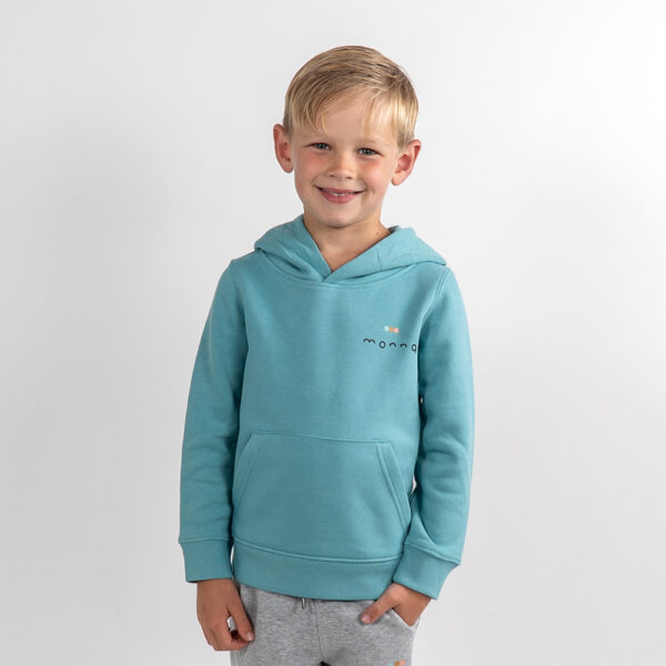 Monnq Kids Hoodie Teal Monstera