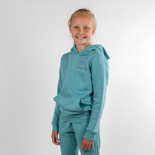 Monnq Kids Hoodie Teal Monstera