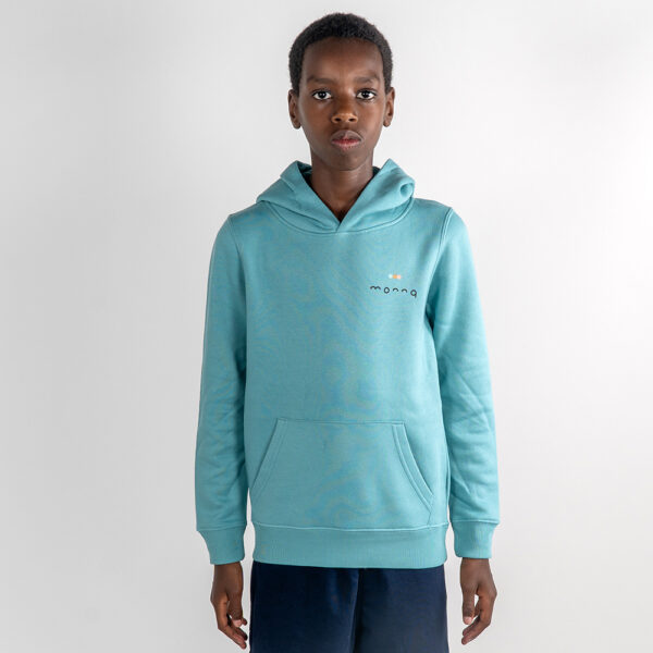 Monnq Kids Hoodie Teal Monstera