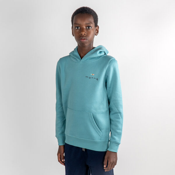 Monnq Kids Hoodie Teal Monstera
